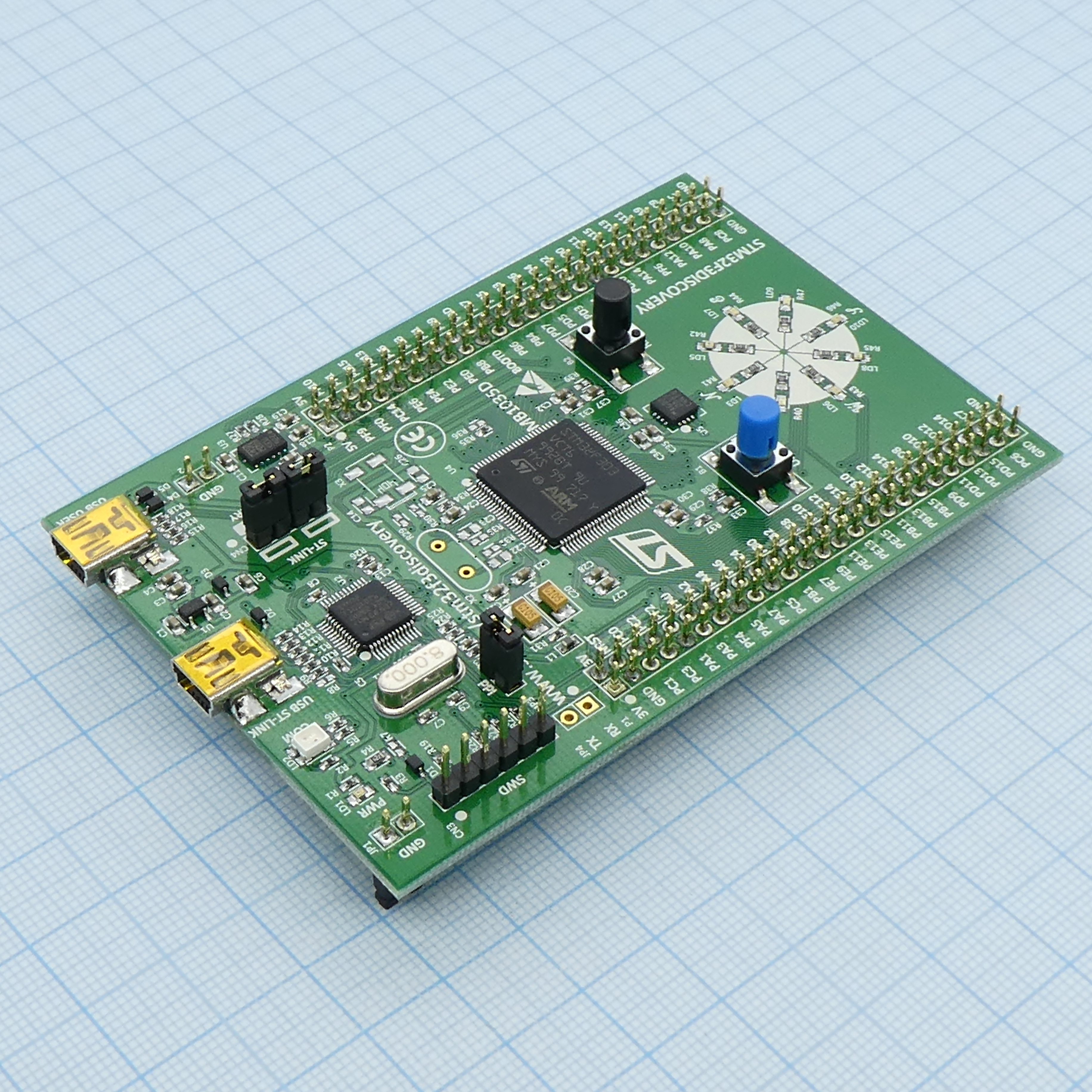 Фото STM32F3DISCOVERY ST Microelectronics — STM32F3DISCOVERY — Оценочные и отладочные платы — ST Microelectronics