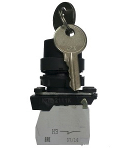КПЕ 2120 -К УХЛ3, чёрный, 2но+0нз, ключ на 3 положения с фиксацией, IP40, переключатель  (ЭТ) 