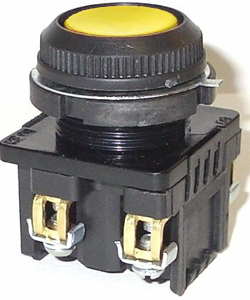 КЕ-181 У2 исп.1, жёлтый, 2з, цилиндр, IP54, 10А ,660В, выключатель кнопочный  (ЭТ)