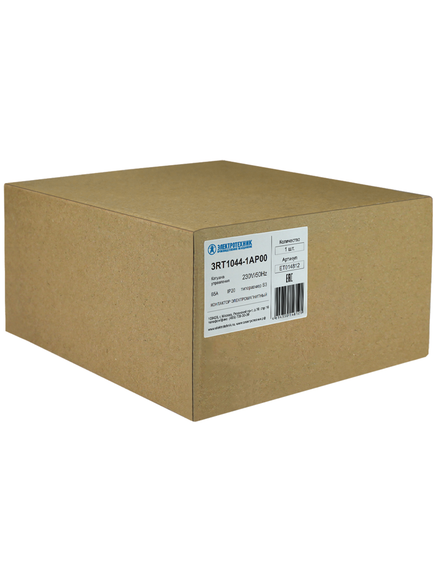 3RT1044-1AP00, 3-пол., 65A, AC-3, 30кВт/400V, 230V AC, 50/60Гц, типоразмер S3, винтовые клеммы, IP20, контактор электромагнитный  (ЭТ)