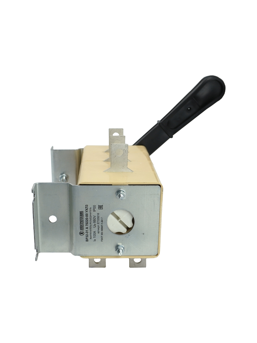 ВР32-31 А 70220-00 УХЛ3, 100А, несъёмная боковая рукоятка, 3-х полюсный на два направления, IP00, выключатель-разъединитель  (ЭТ)