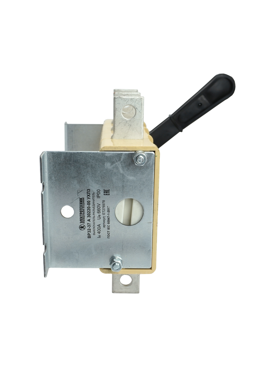 ВР32-37 А 30220-00 УХЛ3, 400А, несъёмная боковая рукоятка, 3-х полюсный на одно направление, IP00, выключатель-разъединитель  (ЭТ)