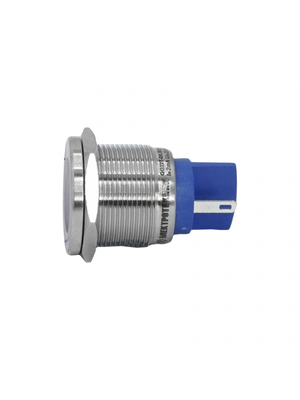 GQ22T-D/L/B/24V/S, синяя, металл. корпус, светодиодная матрица d=22мм, 24В AC/DC, IP67, индикаторная лампа  (ЭТ)