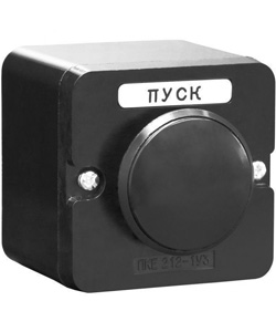 ПКЕ 212-1 У3, 10А, 660В, 1 элемент, чёрный гриб с фиксацией, накладной, IP40, пост управления  (ЭТ)